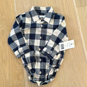 NWT plaid flannel top w button bottom closure 9-12